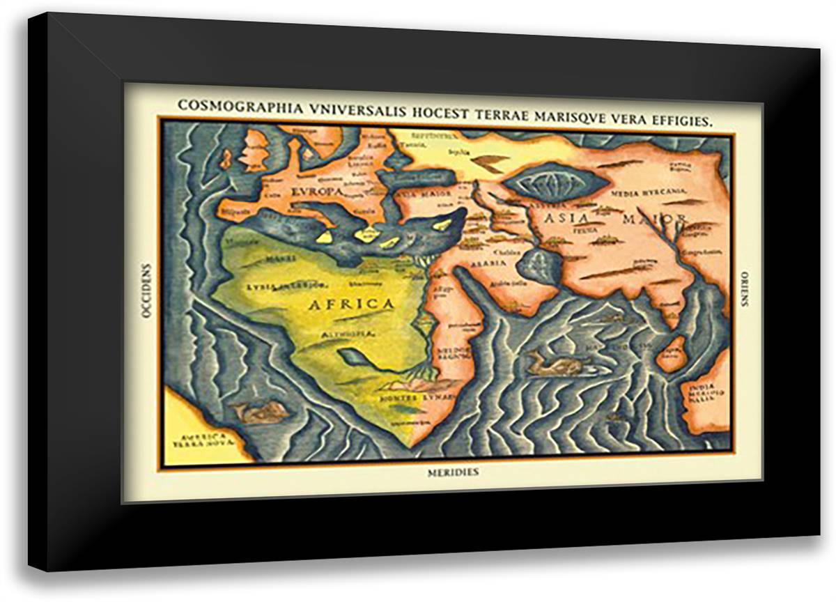 Cosmographia Universalis 22x16 Black Modern Wood Framed Art Print Poster by Bunting, Heinrich