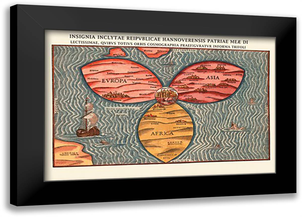 Insignia Inclytae Reipublicae Hannoverensis Patriae Meae Di 22x16 Black Modern Wood Framed Art Print Poster by Bunting, Heinrich