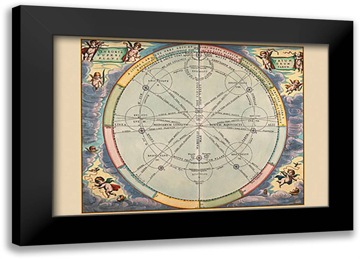 Theoria Trium Superiorum Planetarum 22x16 Black Modern Wood Framed Art Print Poster by Cellarius, Andreas