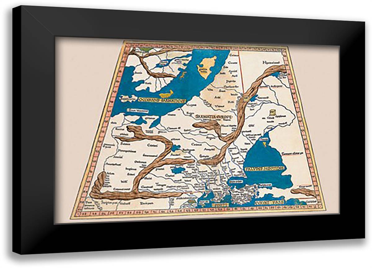 Untitled Map 22x16 Black Modern Wood Framed Art Print Poster by Ptolemy