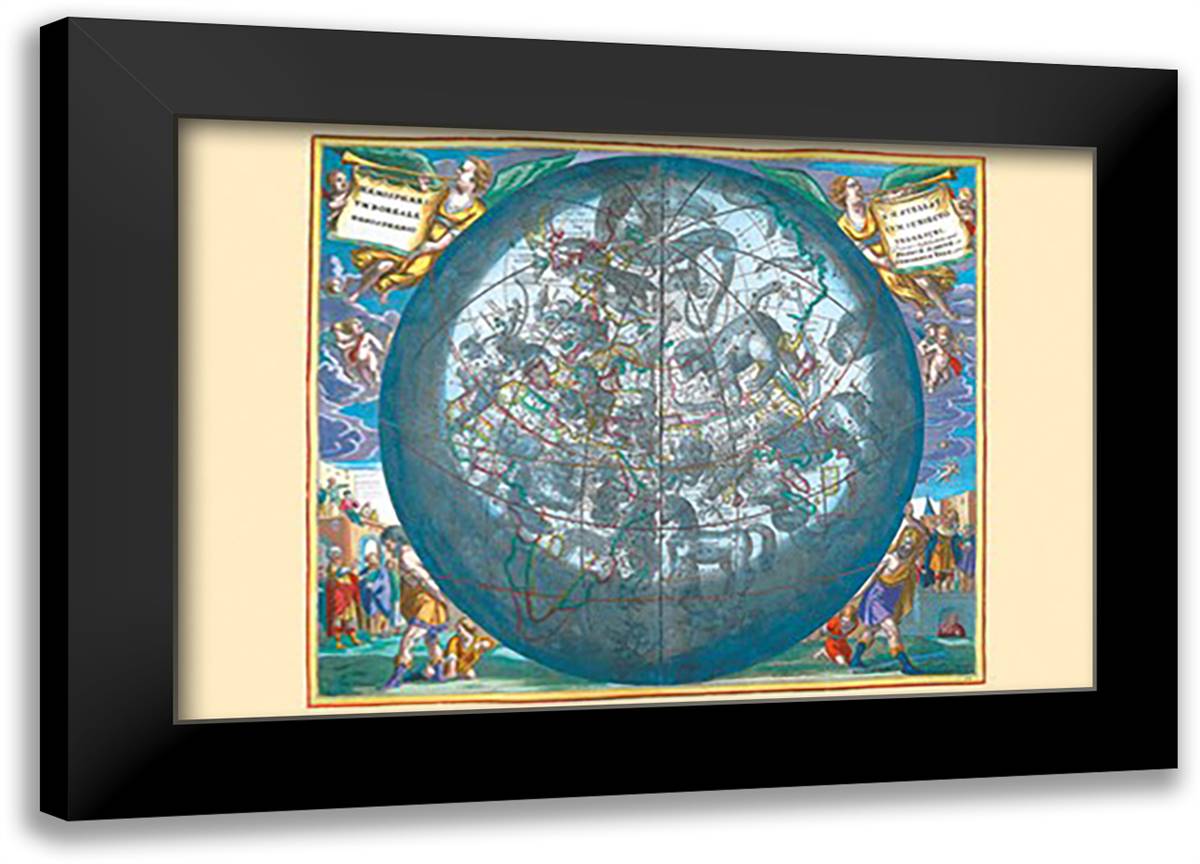 Hemisphaerii Borealis Coeli 22x16 Black Modern Wood Framed Art Print Poster by Cellarius, Andreas