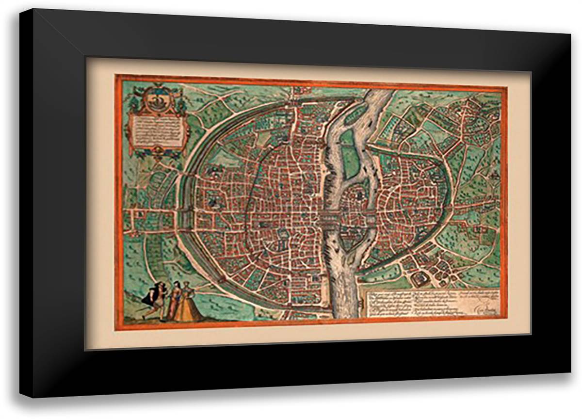 Lutitia - Paris 22x16 Black Modern Wood Framed Art Print Poster