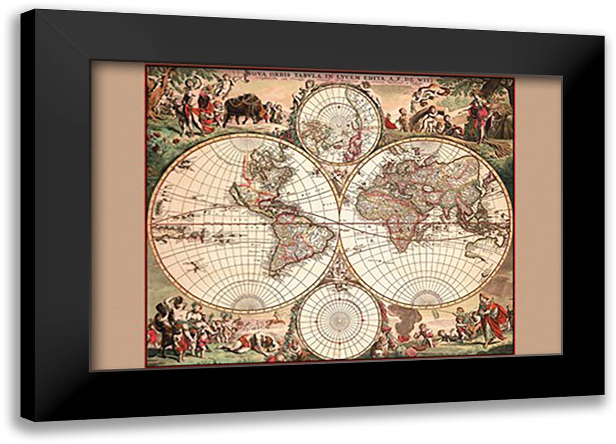 Nova Orbis Tabula 22x16 Black Modern Wood Framed Art Print Poster by Dewit, Frederick