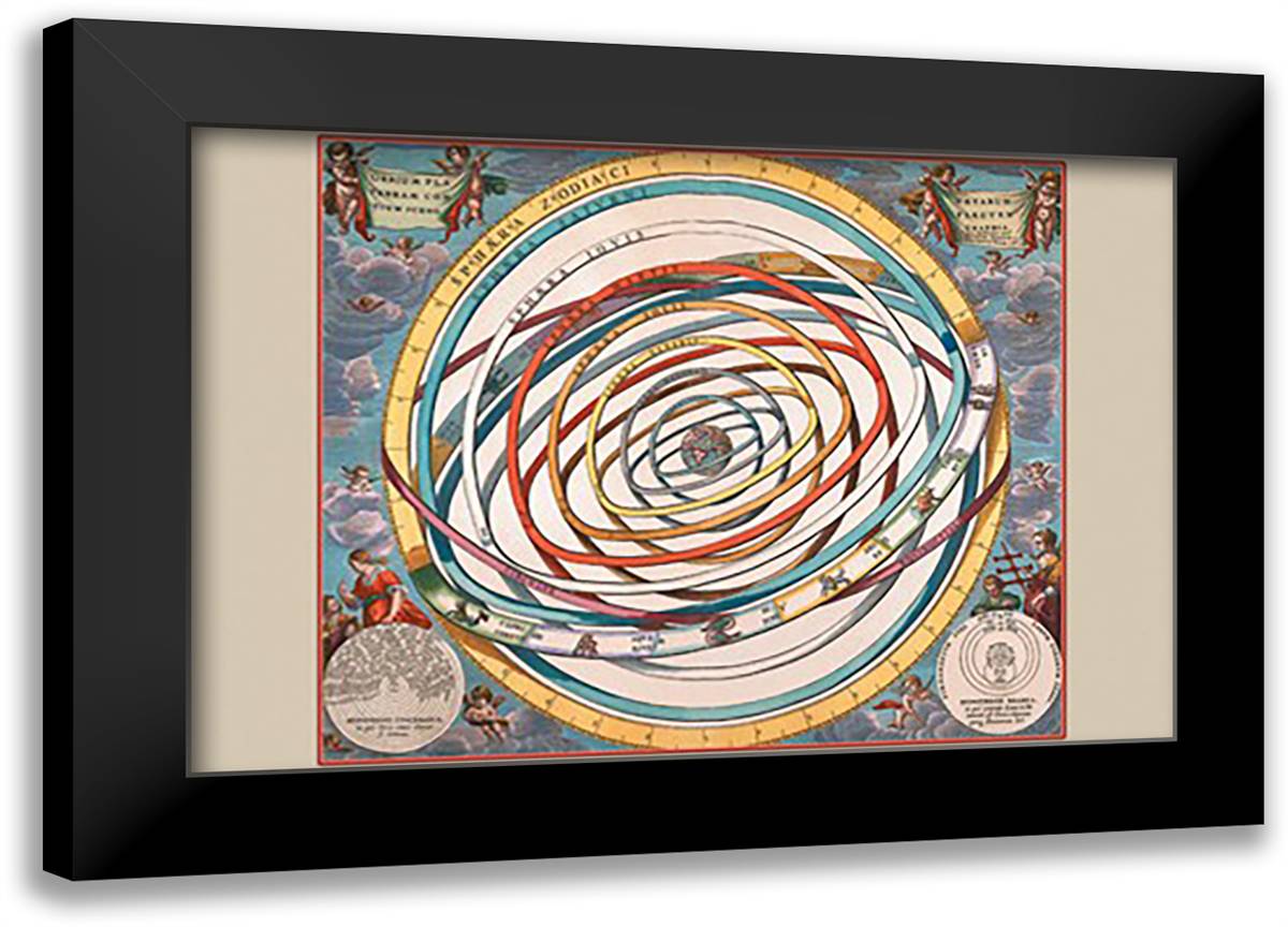 Orbium Planetarum Terram 22x16 Black Modern Wood Framed Art Print Poster by Cellarius, Andreas