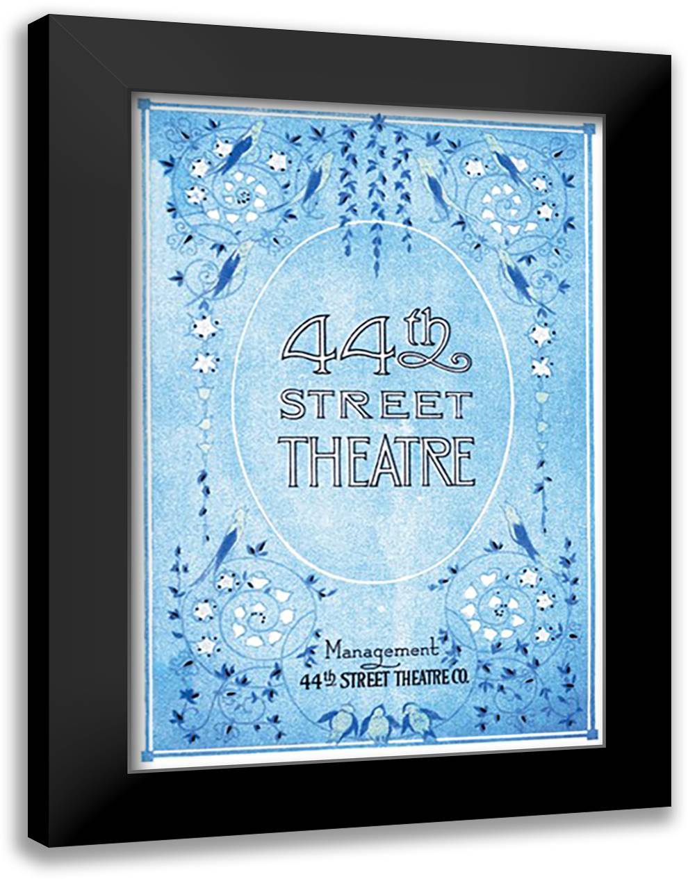 44th Street Theatre 16x22 Black Modern Wood Framed Art Print Poster