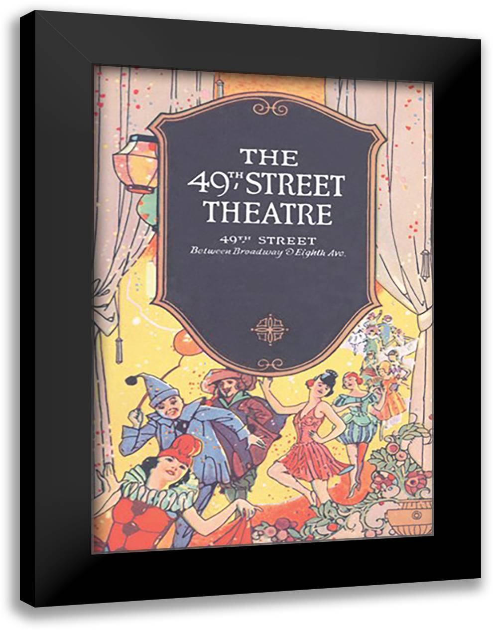 49th Street Theatre 16x22 Black Modern Wood Framed Art Print Poster