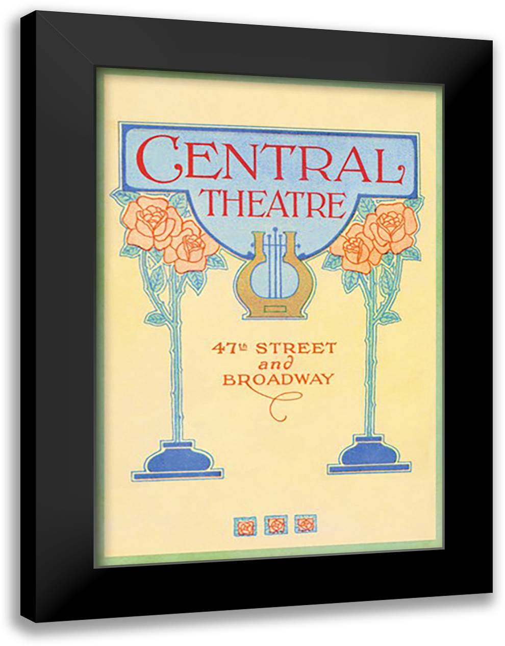 Central Theatre 16x22 Black Modern Wood Framed Art Print Poster