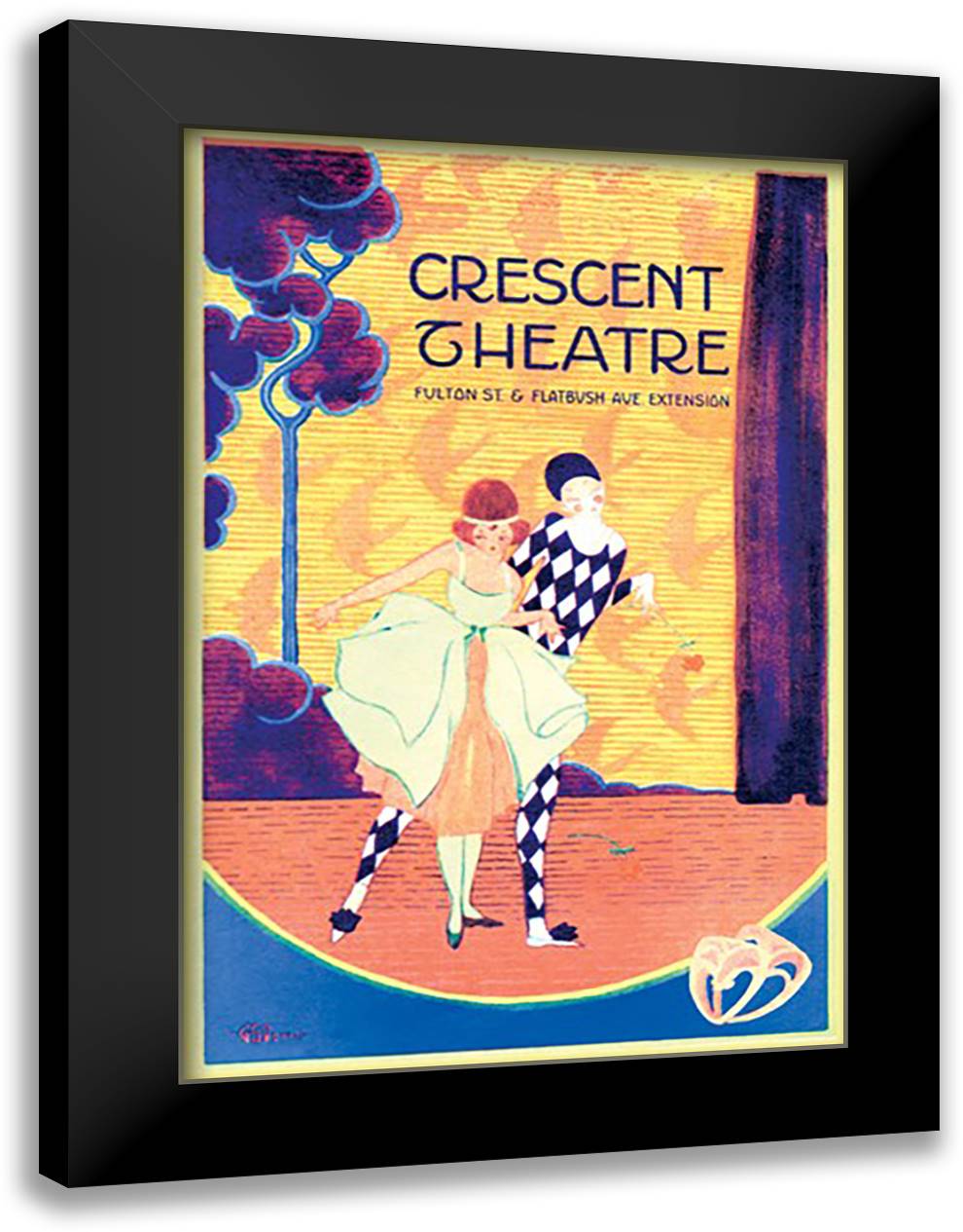 Crescent Theatre 16x22 Black Modern Wood Framed Art Print Poster