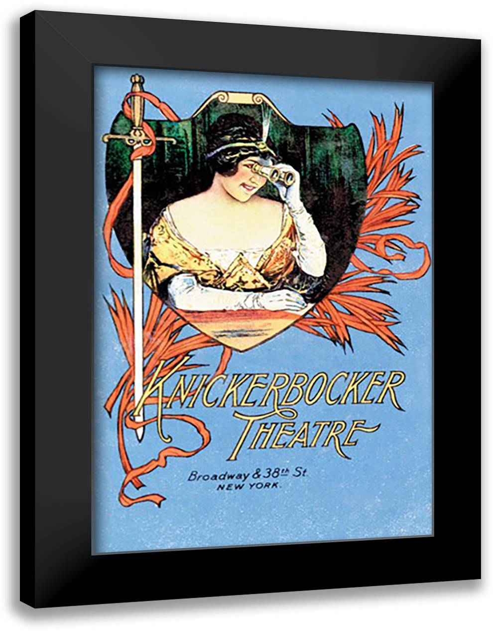 Knickerbocker Theatre 16x22 Black Modern Wood Framed Art Print Poster