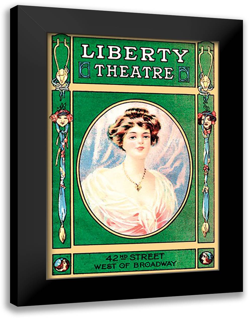 Liberty Theatre 16x22 Black Modern Wood Framed Art Print Poster