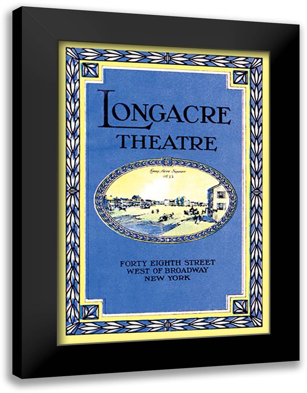 Longacre Theatre 16x22 Black Modern Wood Framed Art Print Poster