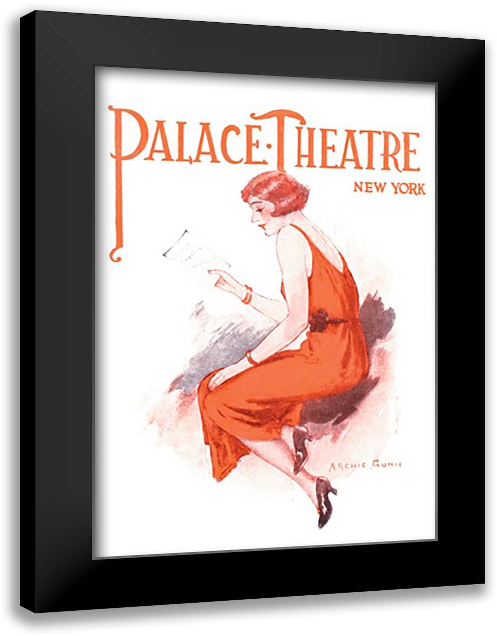 Palace Theatre 16x22 Black Modern Wood Framed Art Print Poster