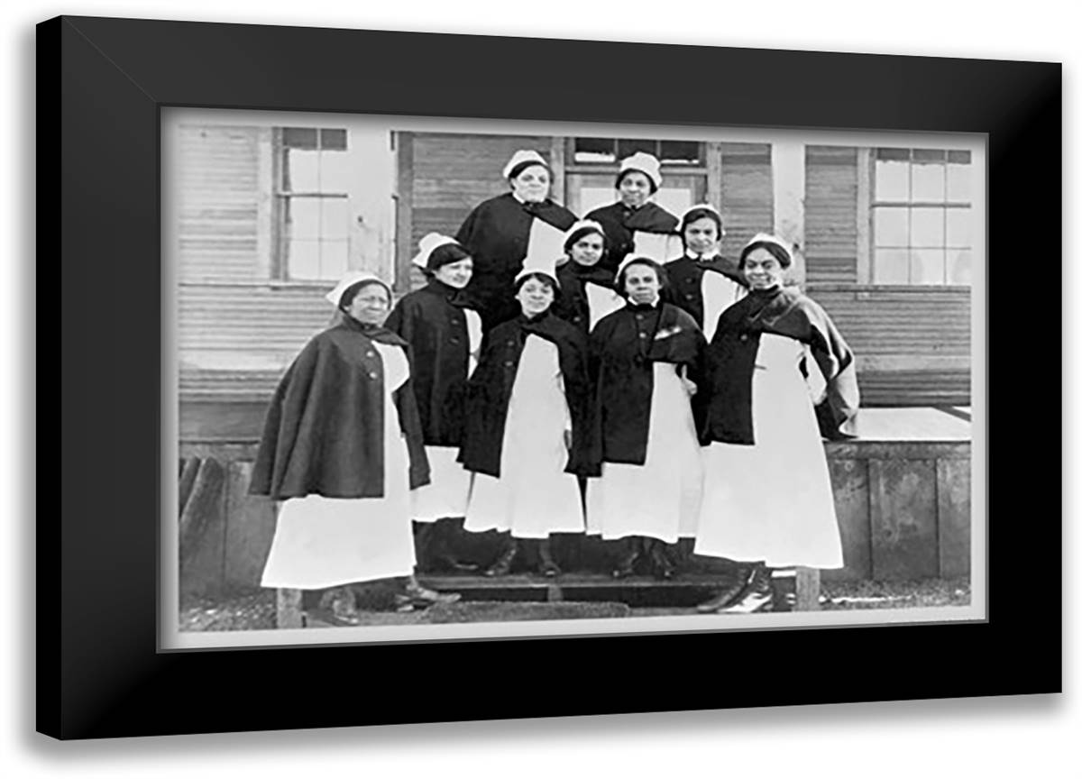 Red Cross Nurses 22x16 Black Modern Wood Framed Art Print Poster