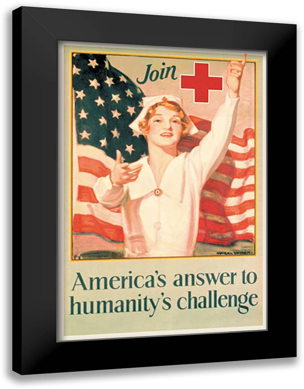 America's Answer to Humanity's Challenge 16x22 Black Modern Wood Framed Art Print Poster by Hayden, H.