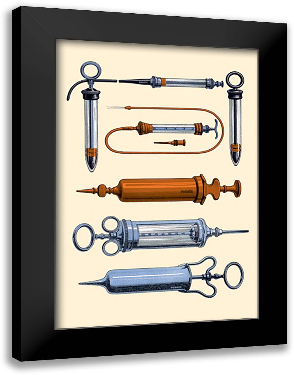 Syringes #1 16x22 Black Modern Wood Framed Art Print Poster by Porges, Jules