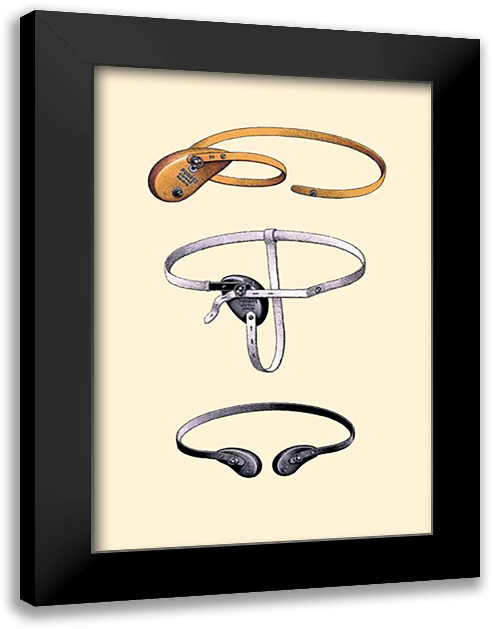 Hernia Bandages 16x22 Black Modern Wood Framed Art Print Poster by Porges, Jules