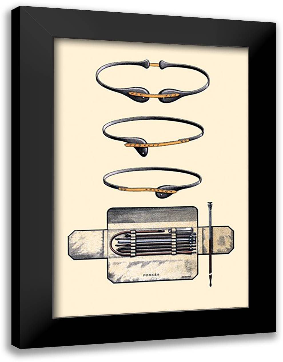 Bandages/Trusses 16x22 Black Modern Wood Framed Art Print Poster by Porges, Jules