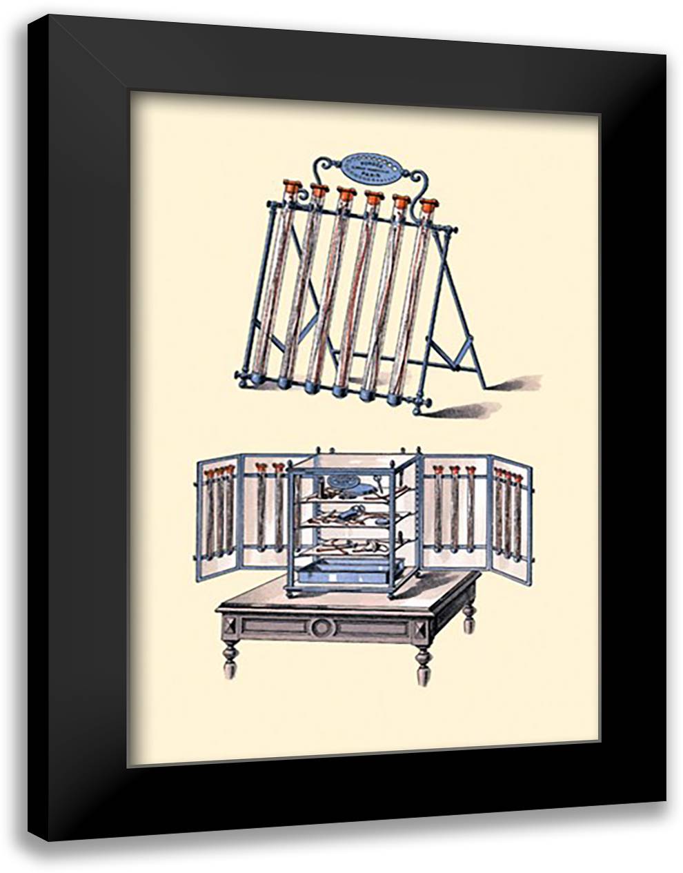 Supports for Tubes and Equipment 16x22 Black Modern Wood Framed Art Print Poster by Porges, Jules
