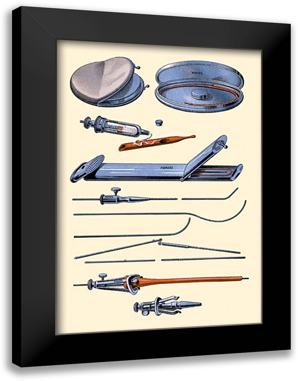 Mandrils 16x22 Black Modern Wood Framed Art Print Poster by Porges, Jules