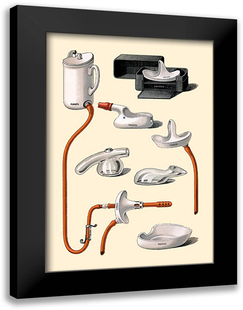 Urinals 16x22 Black Modern Wood Framed Art Print Poster by Porges, Jules