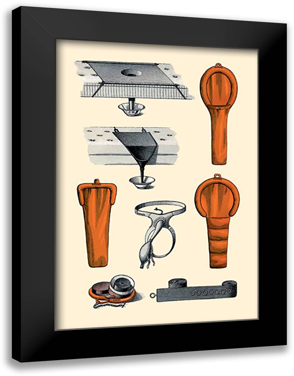 Drains and Sheaths 16x22 Black Modern Wood Framed Art Print Poster by Porges, Jules