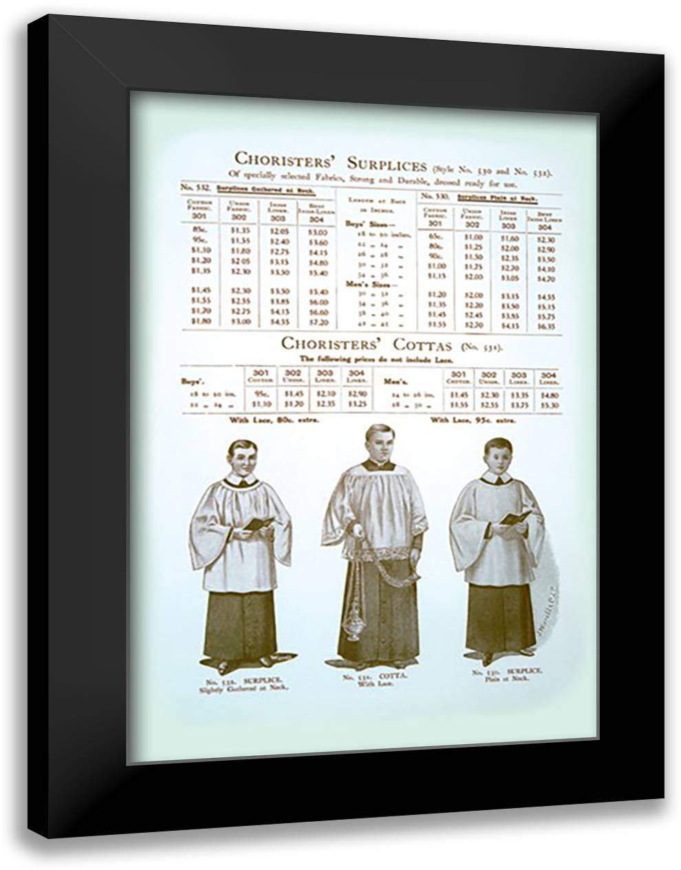 Choristers' Surplices 16x22 Black Modern Wood Framed Art Print Poster