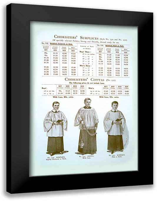 Choristers' Surplices 16x22 Black Modern Wood Framed Art Print Poster