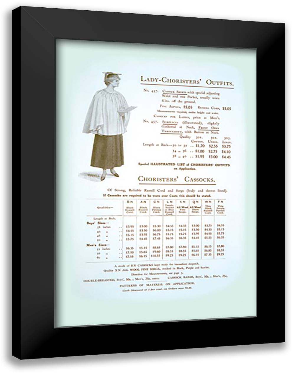 Lady-Choristers' Outfits 16x22 Black Modern Wood Framed Art Print Poster