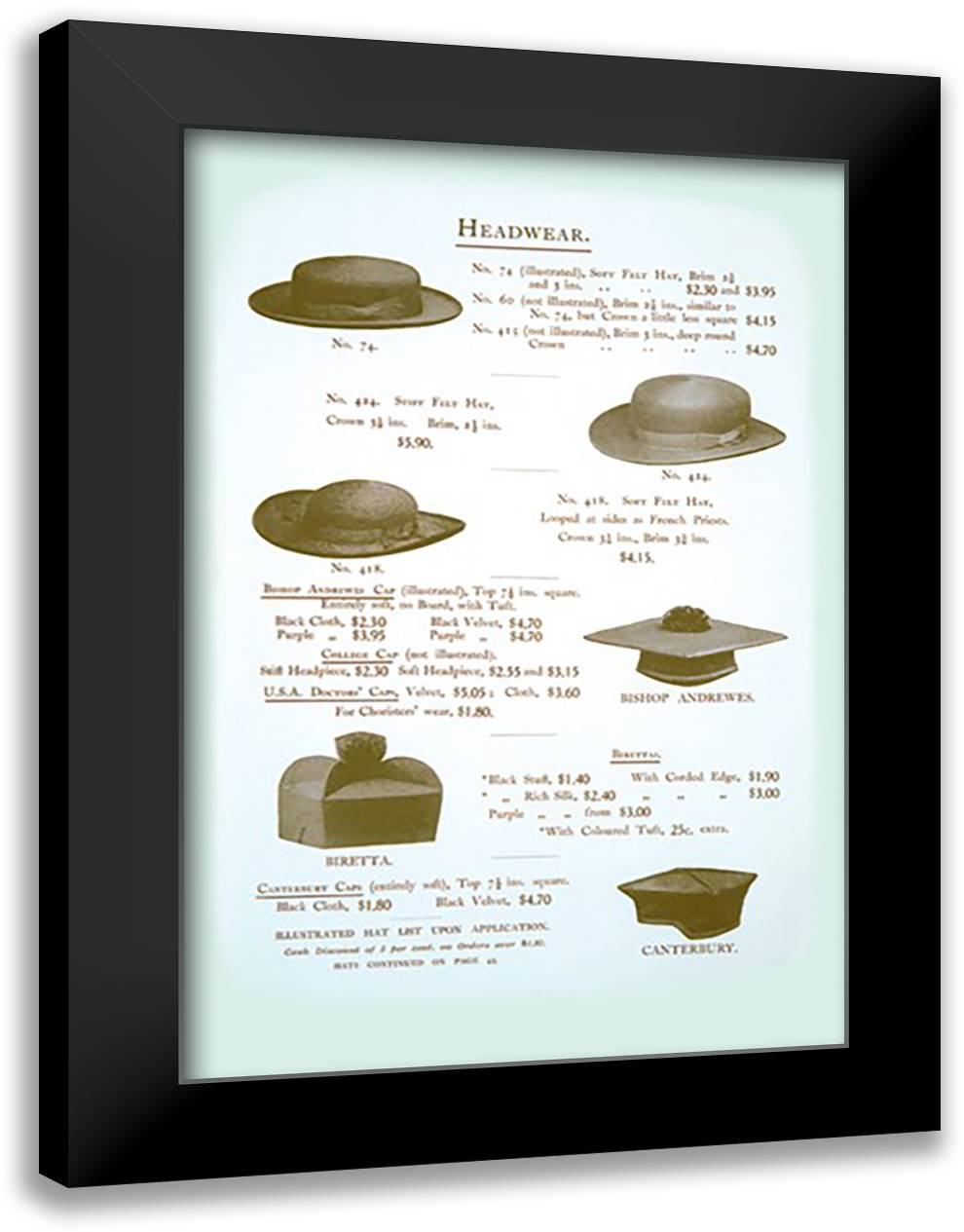 Headwear 16x22 Black Modern Wood Framed Art Print Poster