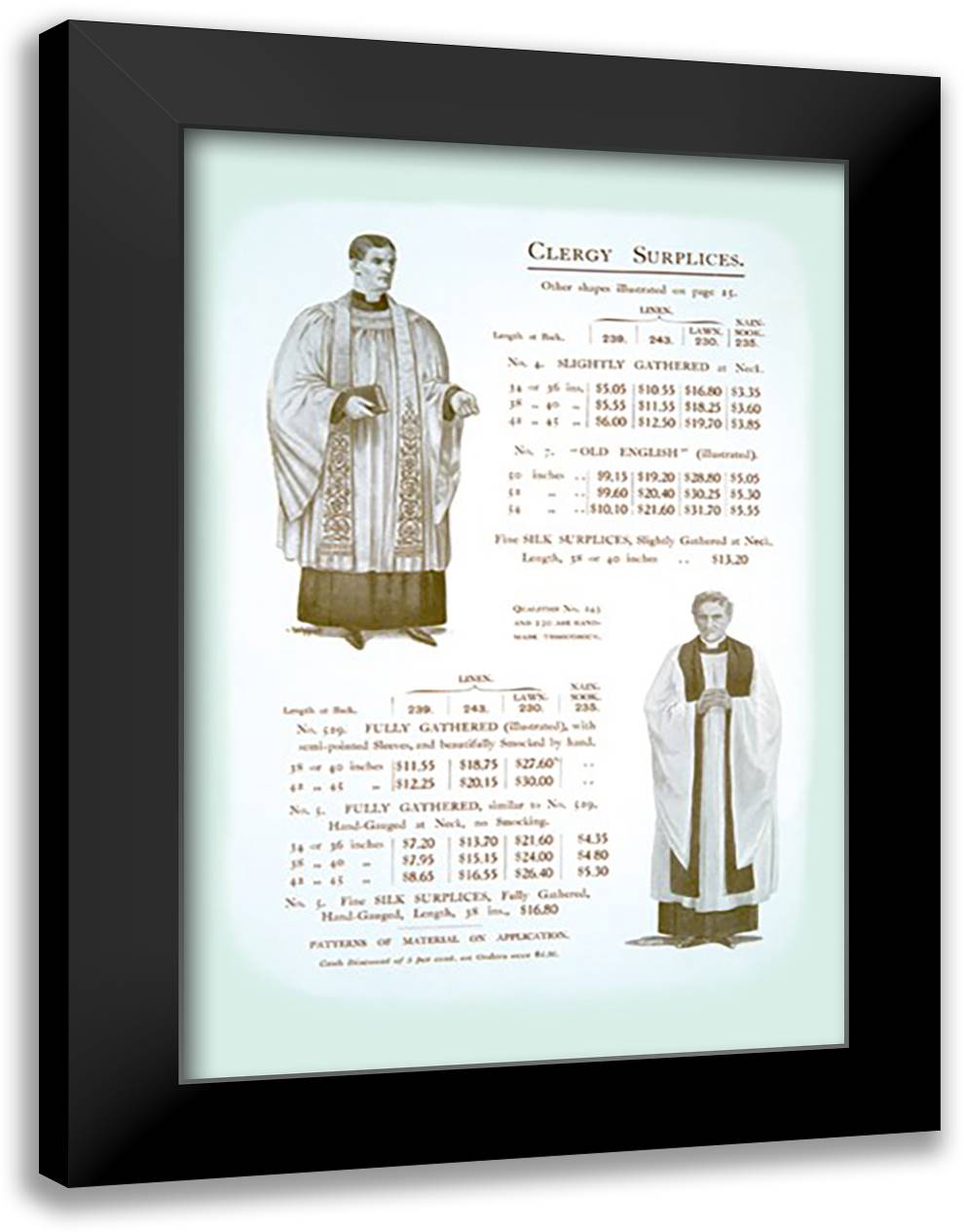 Clergy Surplices 16x22 Black Modern Wood Framed Art Print Poster