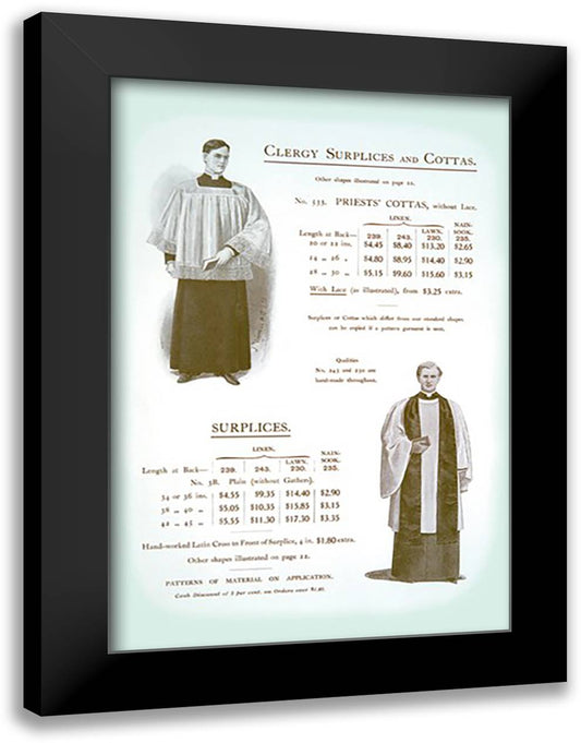 Clergy Surplices and Cottas 16x22 Black Modern Wood Framed Art Print Poster