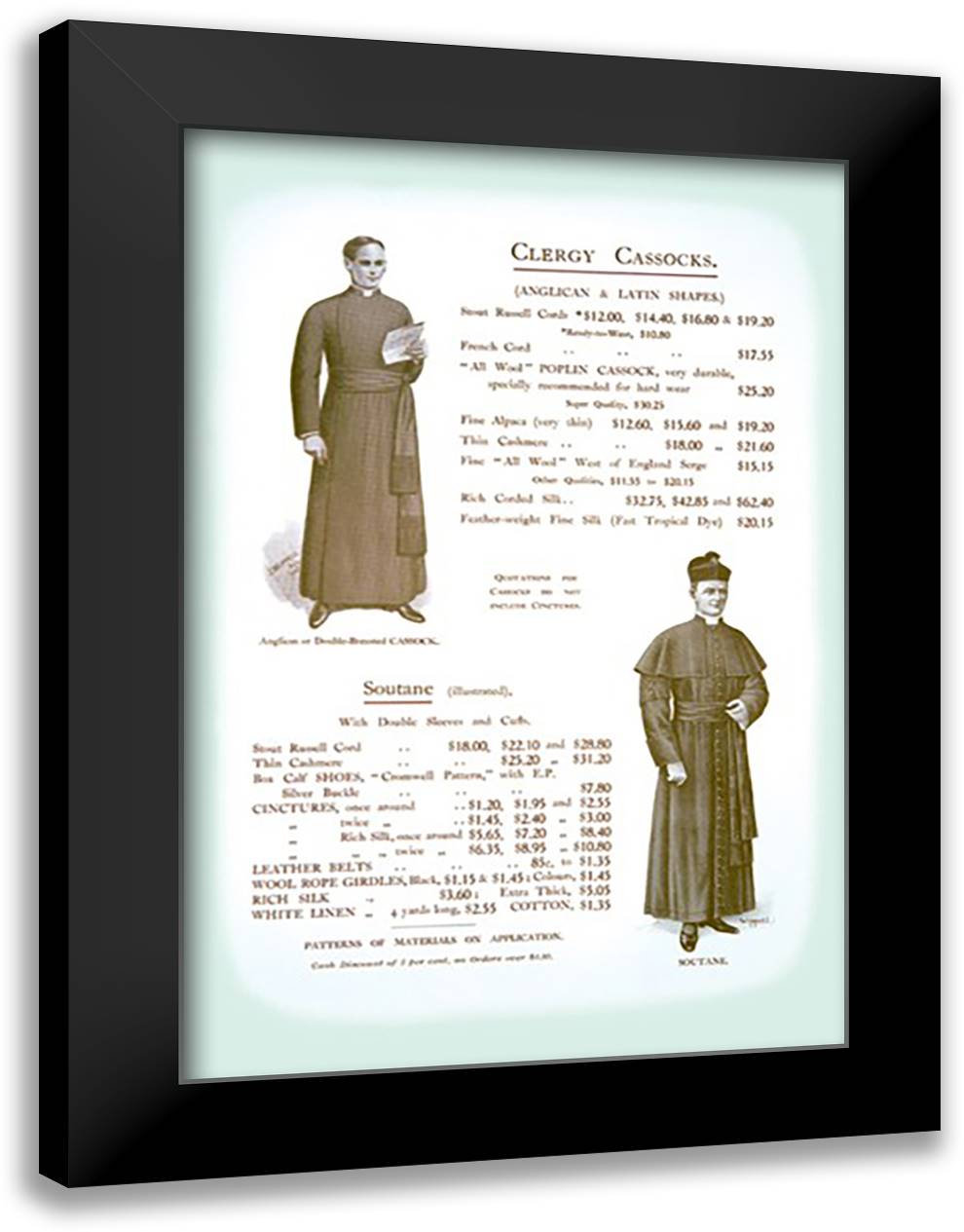 Clergy Cassocks 16x22 Black Modern Wood Framed Art Print Poster