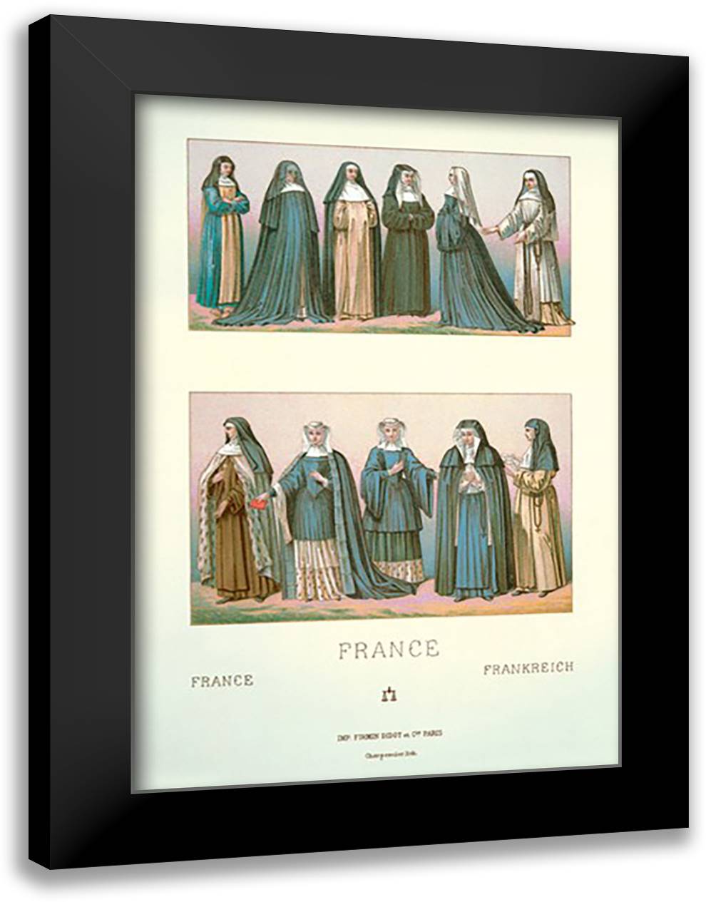 France-Nuns #1 16x22 Black Modern Wood Framed Art Print Poster