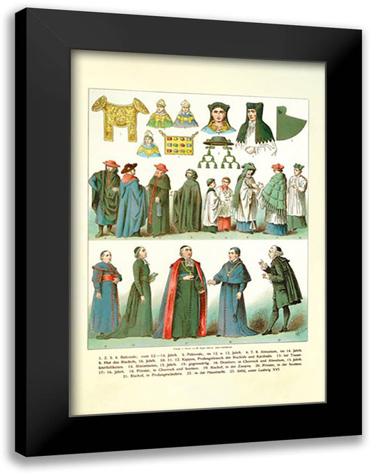 Clergy, Parisioners, Headwear 16x22 Black Modern Wood Framed Art Print Poster