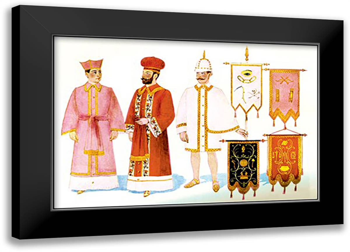 Odd Fellows: Costumes & Banners 22x16 Black Modern Wood Framed Art Print Poster