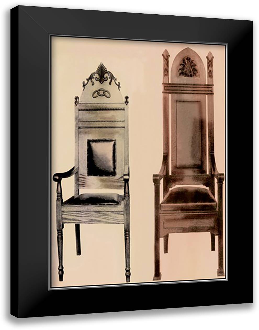 Odd Fellows: Small Size Chairs 16x22 Black Modern Wood Framed Art Print Poster