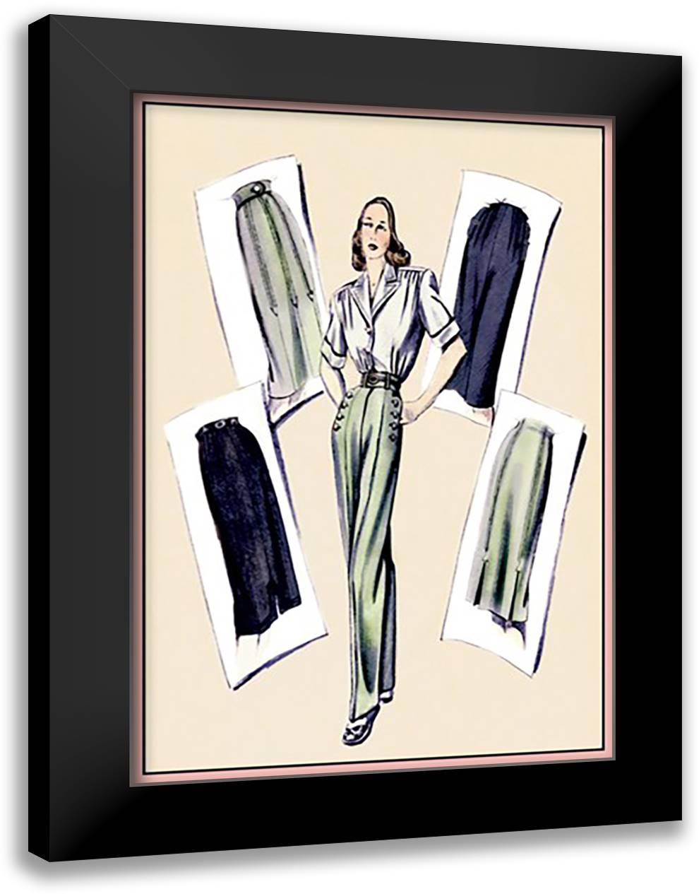 Slacks and Skirt for Summer Wear 16x22 Black Modern Wood Framed Art Print Poster