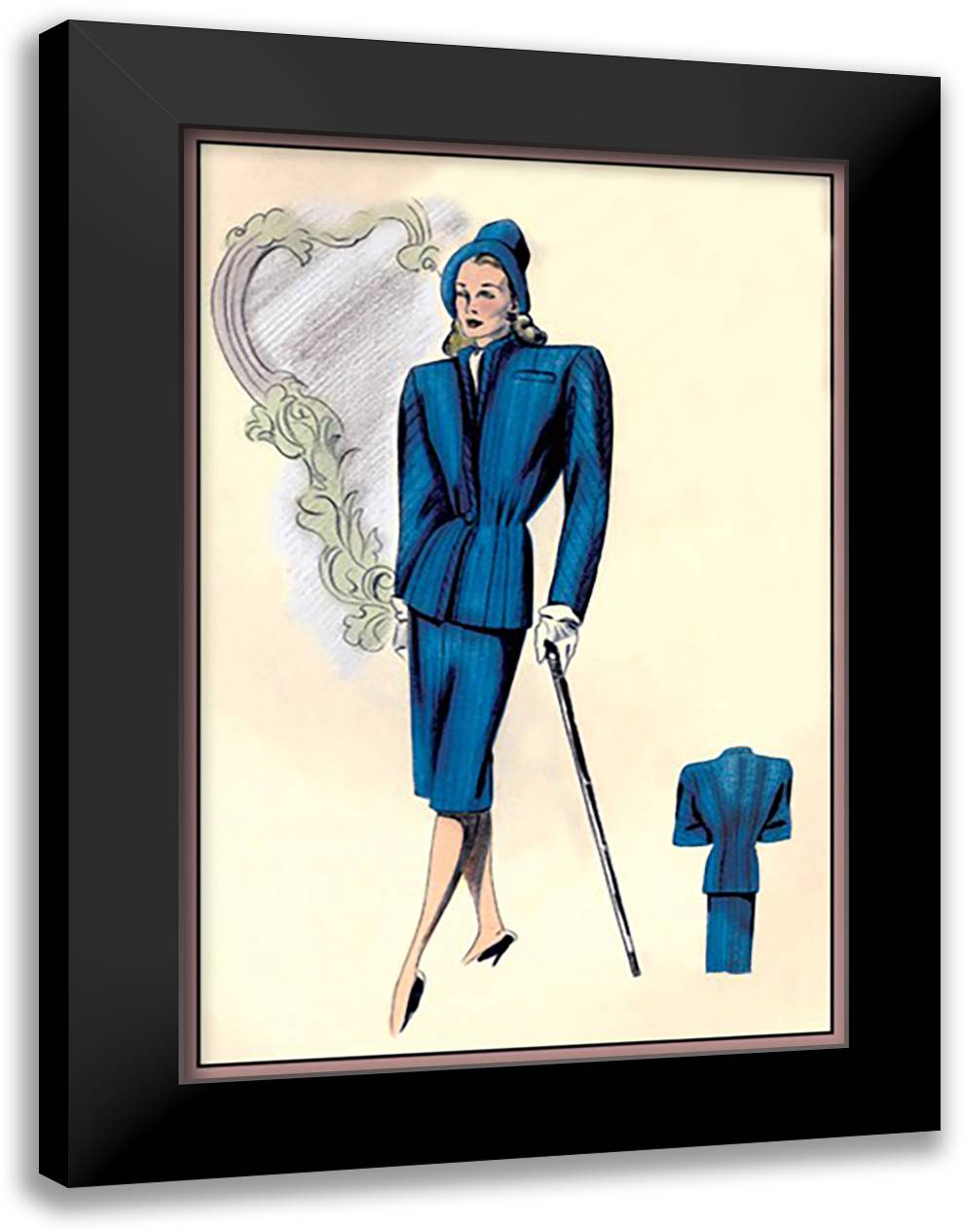 Long Line Tailored Suit 16x22 Black Modern Wood Framed Art Print Poster