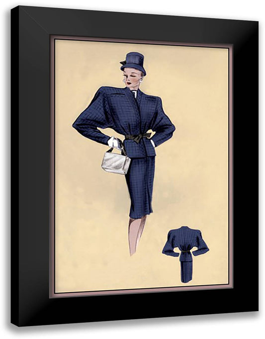 Navy Cardigan Suit 16x22 Black Modern Wood Framed Art Print Poster