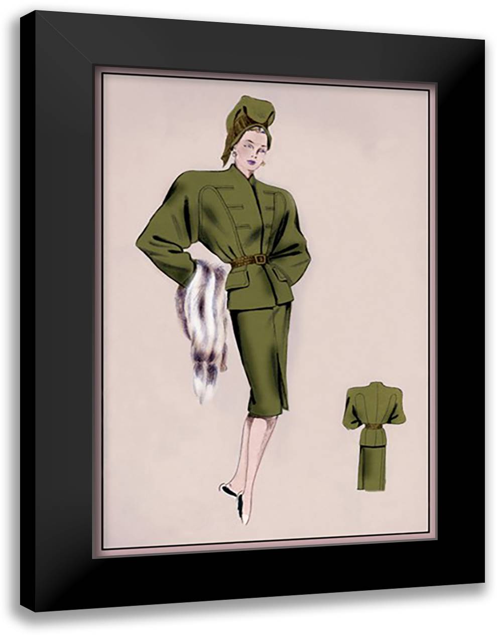 Dress Suit With Dolman Sleeve 16x22 Black Modern Wood Framed Art Print Poster