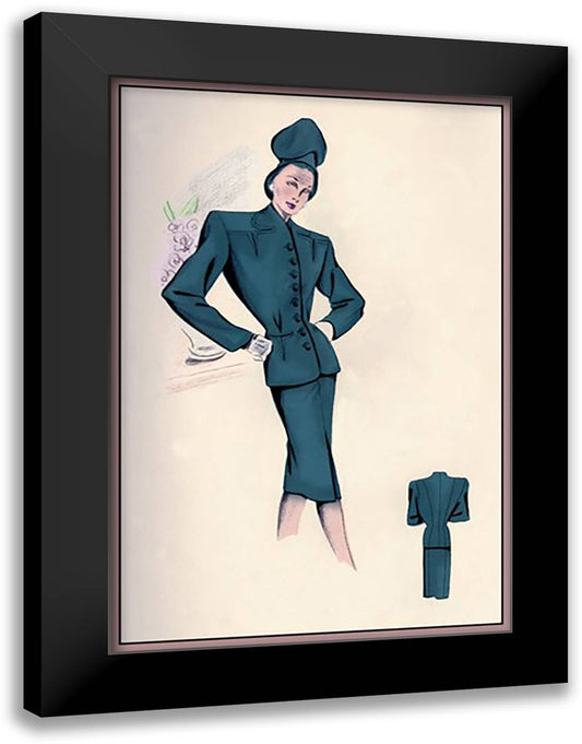 Blue Cardigan Suit 16x22 Black Modern Wood Framed Art Print Poster