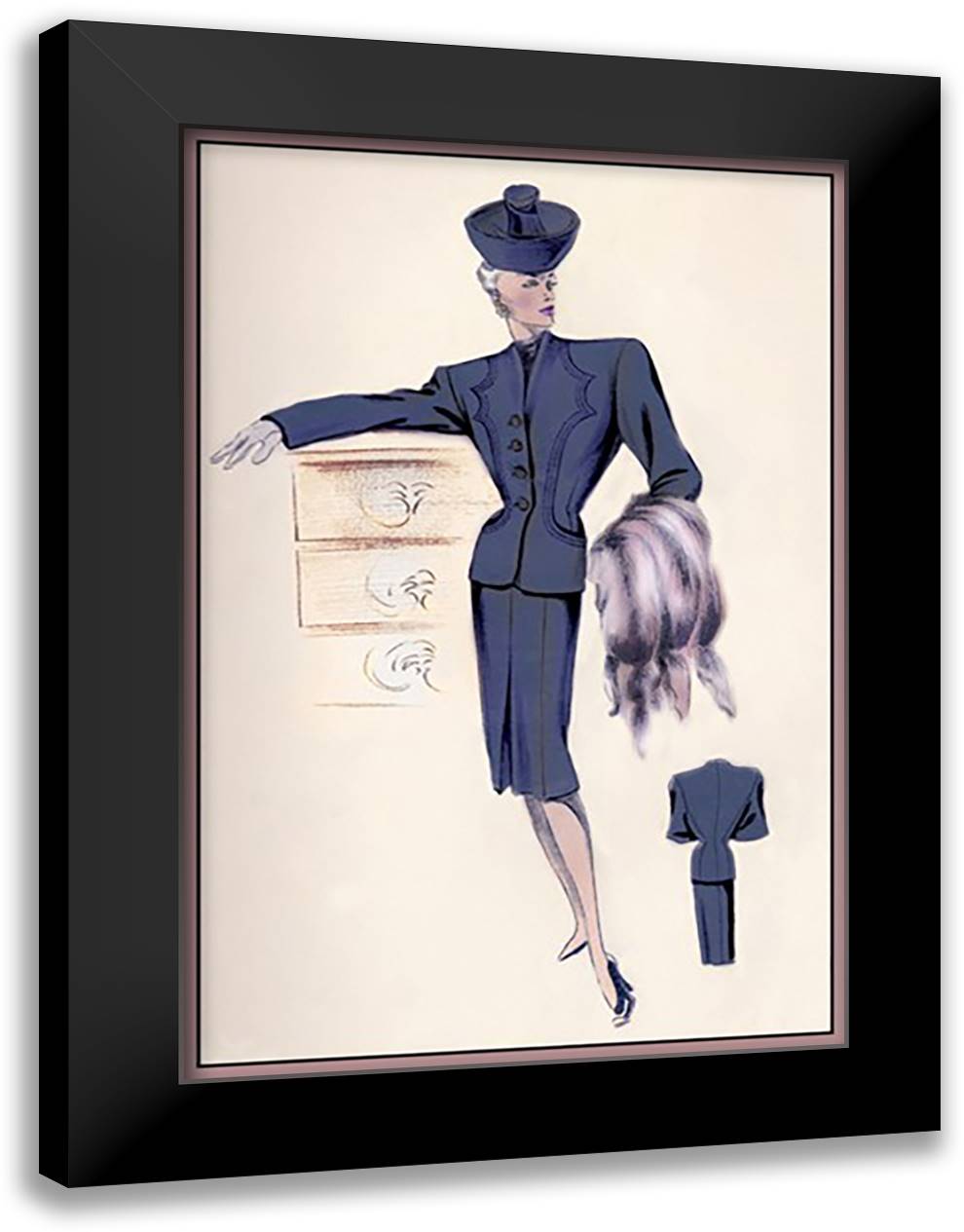 Tailored Soft Suit 16x22 Black Modern Wood Framed Art Print Poster