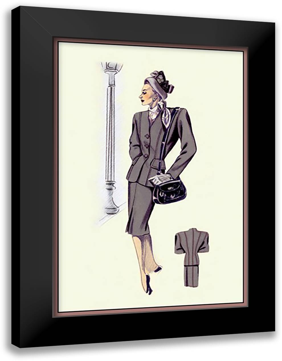 Gray Cardigan Suit 16x22 Black Modern Wood Framed Art Print Poster