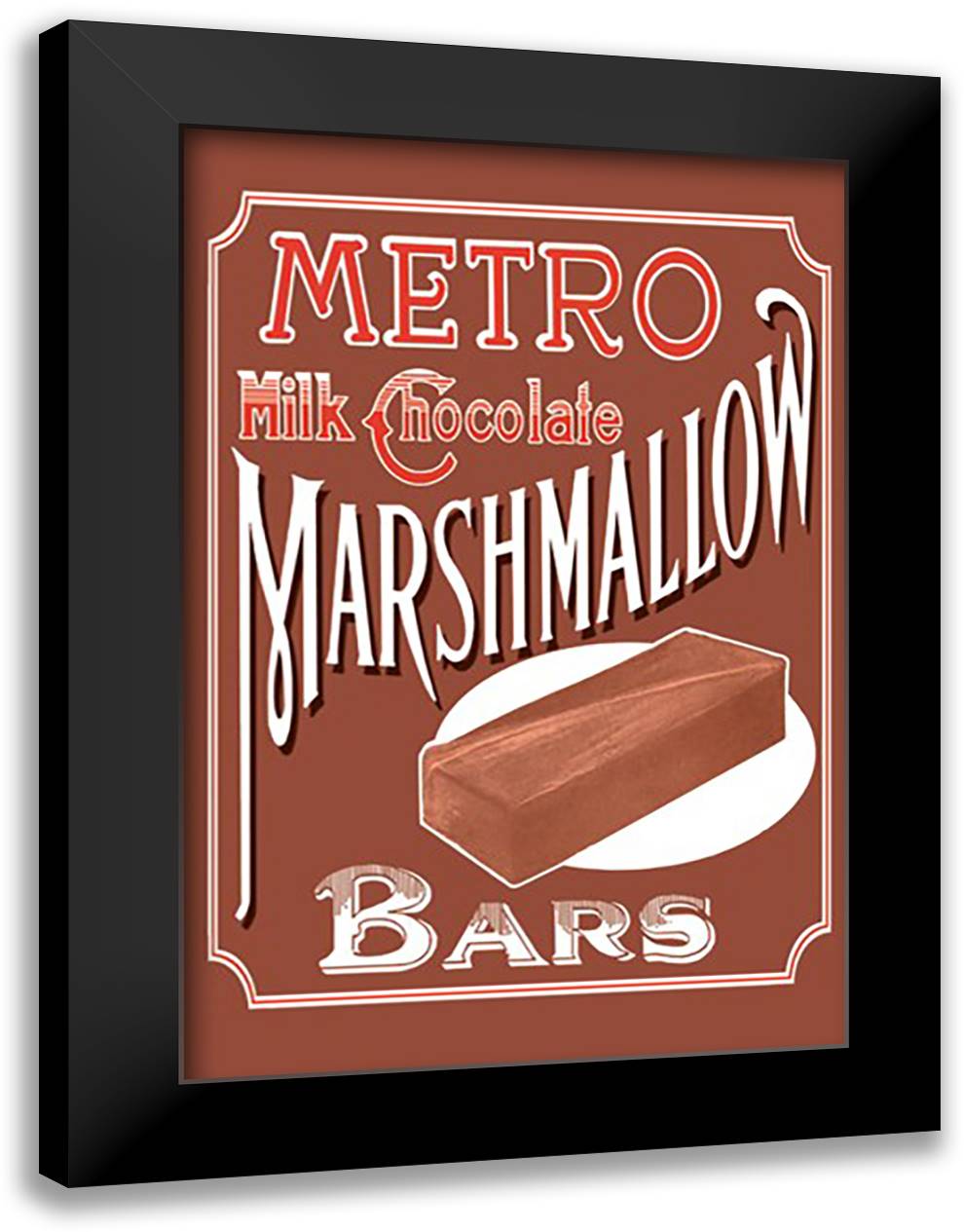 Metro Milk Chocolate Marshmallow Bars 16x22 Black Modern Wood Framed Art Print Poster