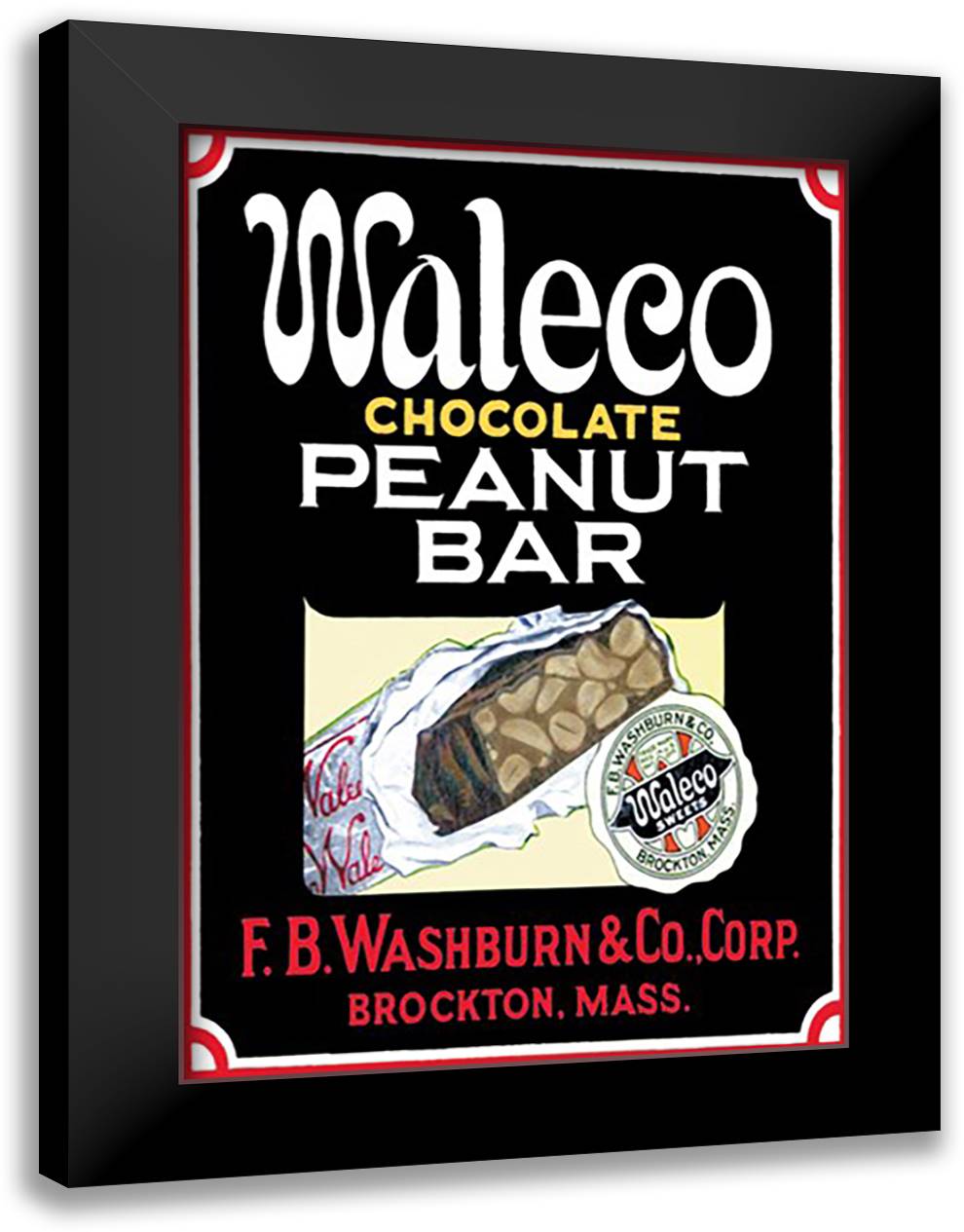 Waleco Chocolate Peanut Bar #1 16x22 Black Modern Wood Framed Art Print Poster