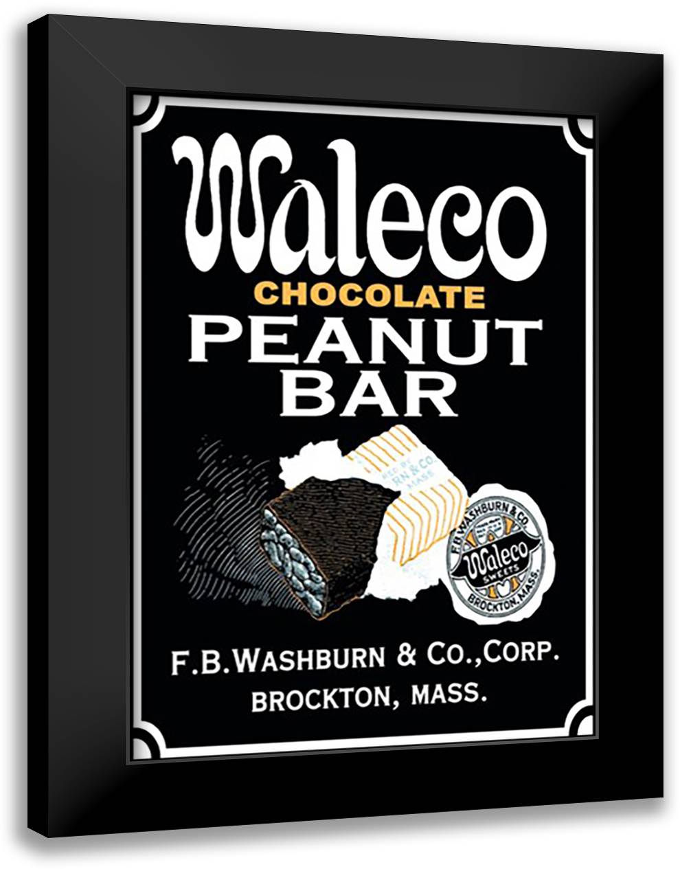 Waleco Chocolate Peanut Bar #2 16x22 Black Modern Wood Framed Art Print Poster