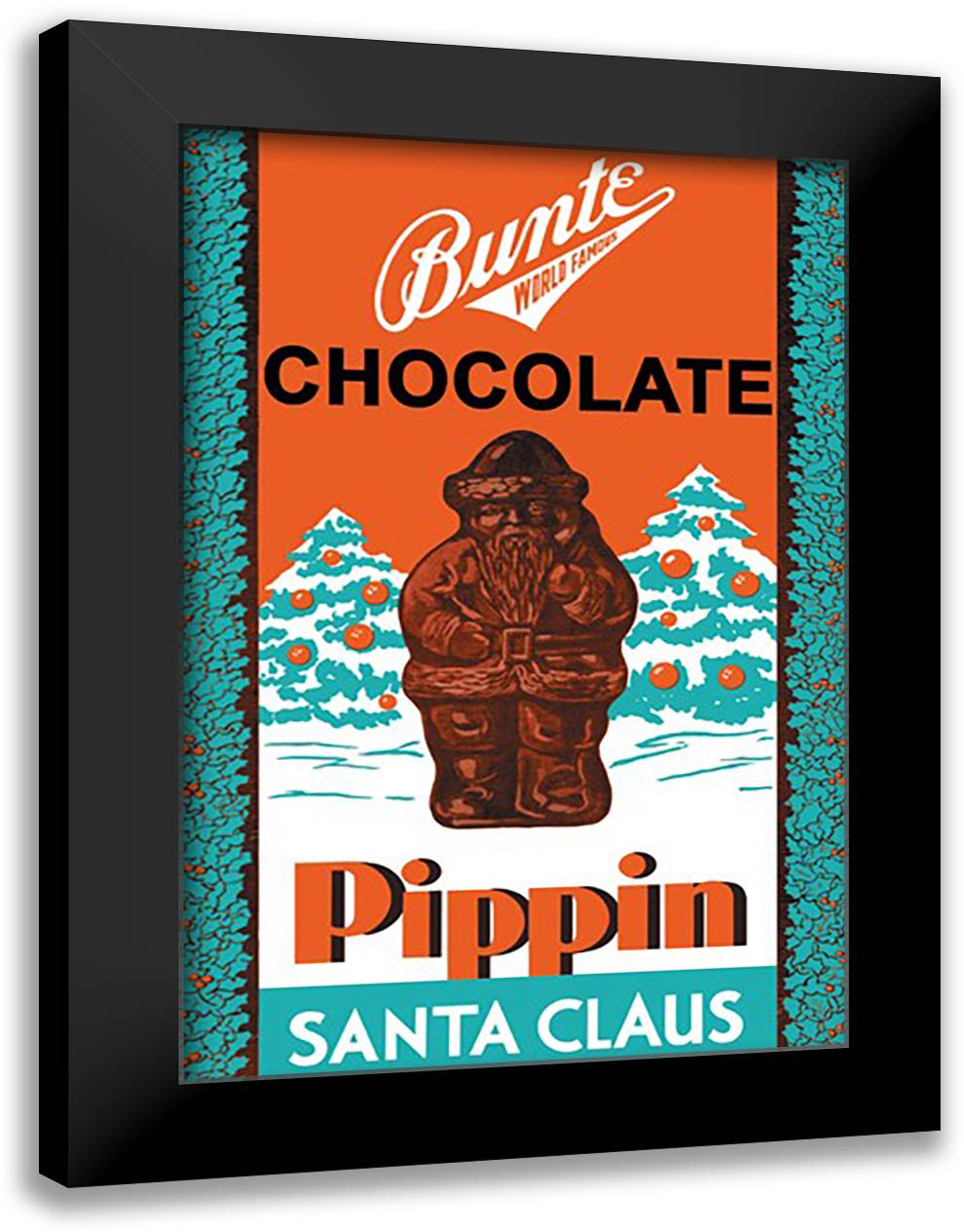 Chocolate Pippin Santa Claus 16x22 Black Modern Wood Framed Art Print Poster