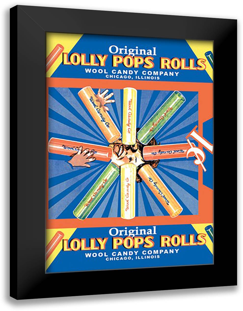 Original Lolly Pops Rolls 16x22 Black Modern Wood Framed Art Print Poster