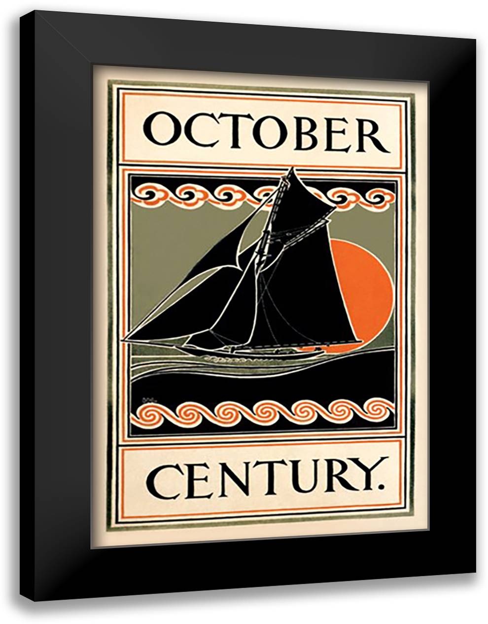 October Century 16x22 Black Modern Wood Framed Art Print Poster by Lawrence, H.M.