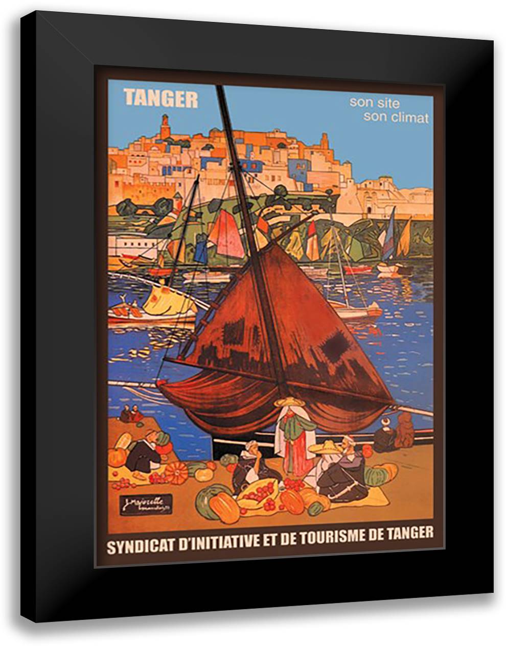 Tangier: Son Site, Son Climat 16x22 Black Modern Wood Framed Art Print Poster by Majorelle, Jacques